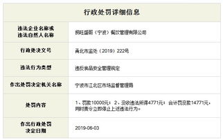 违反食品安全管理规定 捞旺盛哥 宁波 餐饮管理被处罚